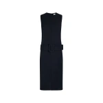 Patou Belted midi dress in Navy Black lightweight recycled nylon