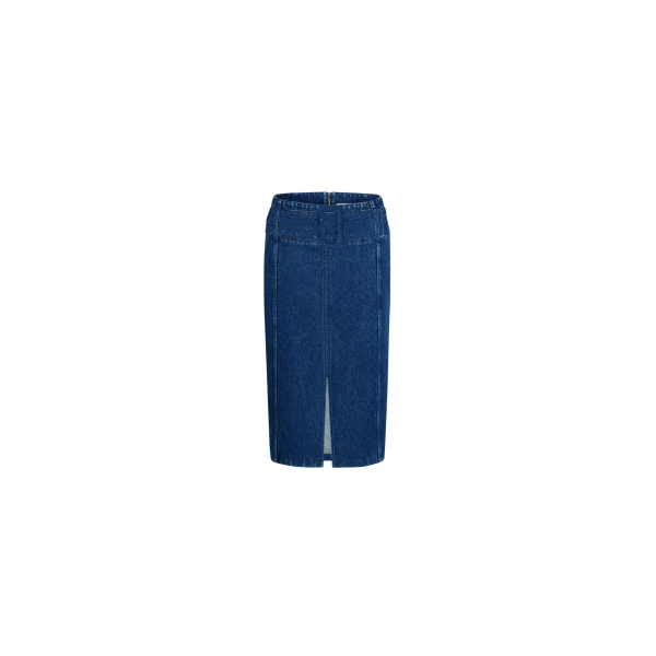 Belted midi skirt in Ink Blue cotton denim