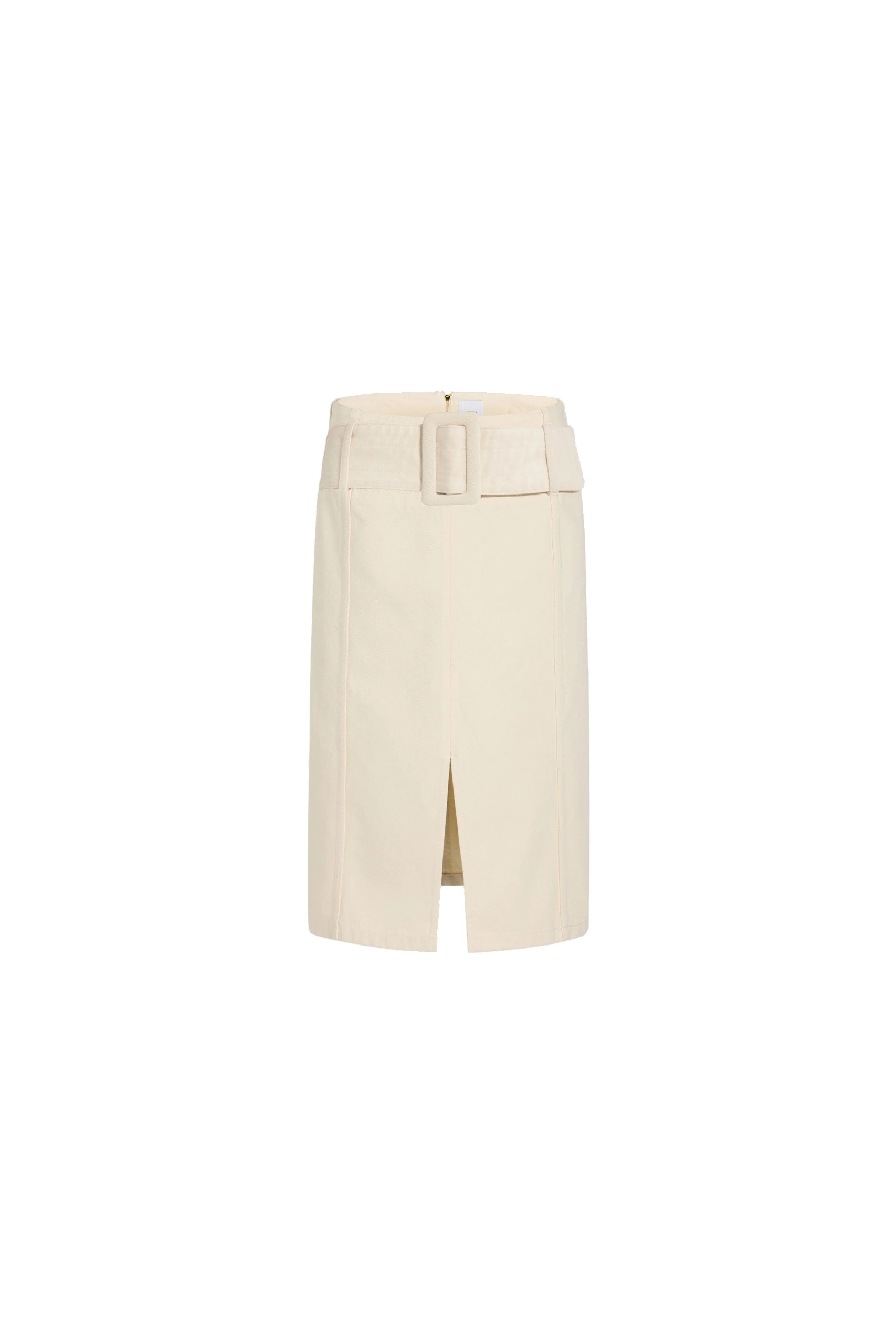Patou Belted midi skirt in Natural cotton denim | Skirts | Coveti Patou Belted midi skirt in Natural cotton denim