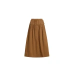 Patou Belted midi skirt in Nutmeg organic cotton gabardine