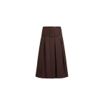Patou Belted midi skirt in Smoked Ebony sustainable technical wool