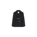 Patou Belted tailored jacket in Black sustainable technical wool