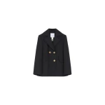 Patou Belted tailored jacket in Black sustainable technical wool