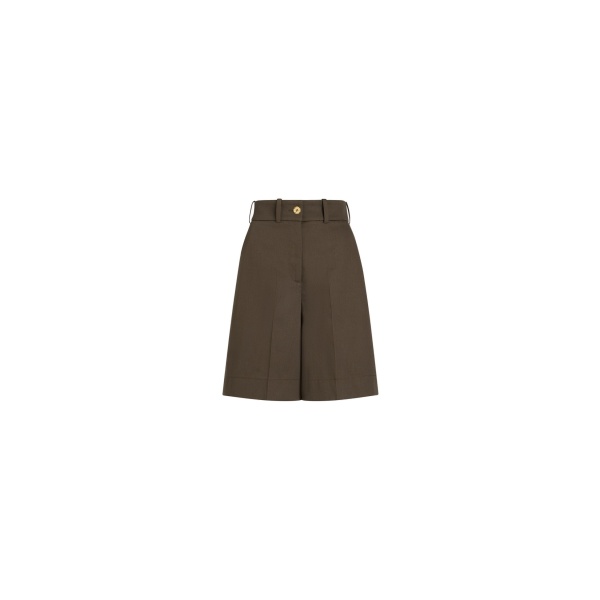Patou Bermudas in Java Brown organic cotton gabardine