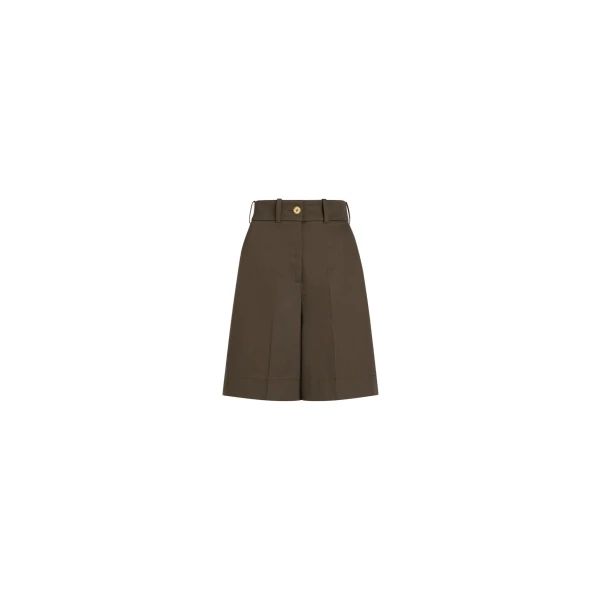 Patou Bermudas in Java Brown organic cotton gabardine
