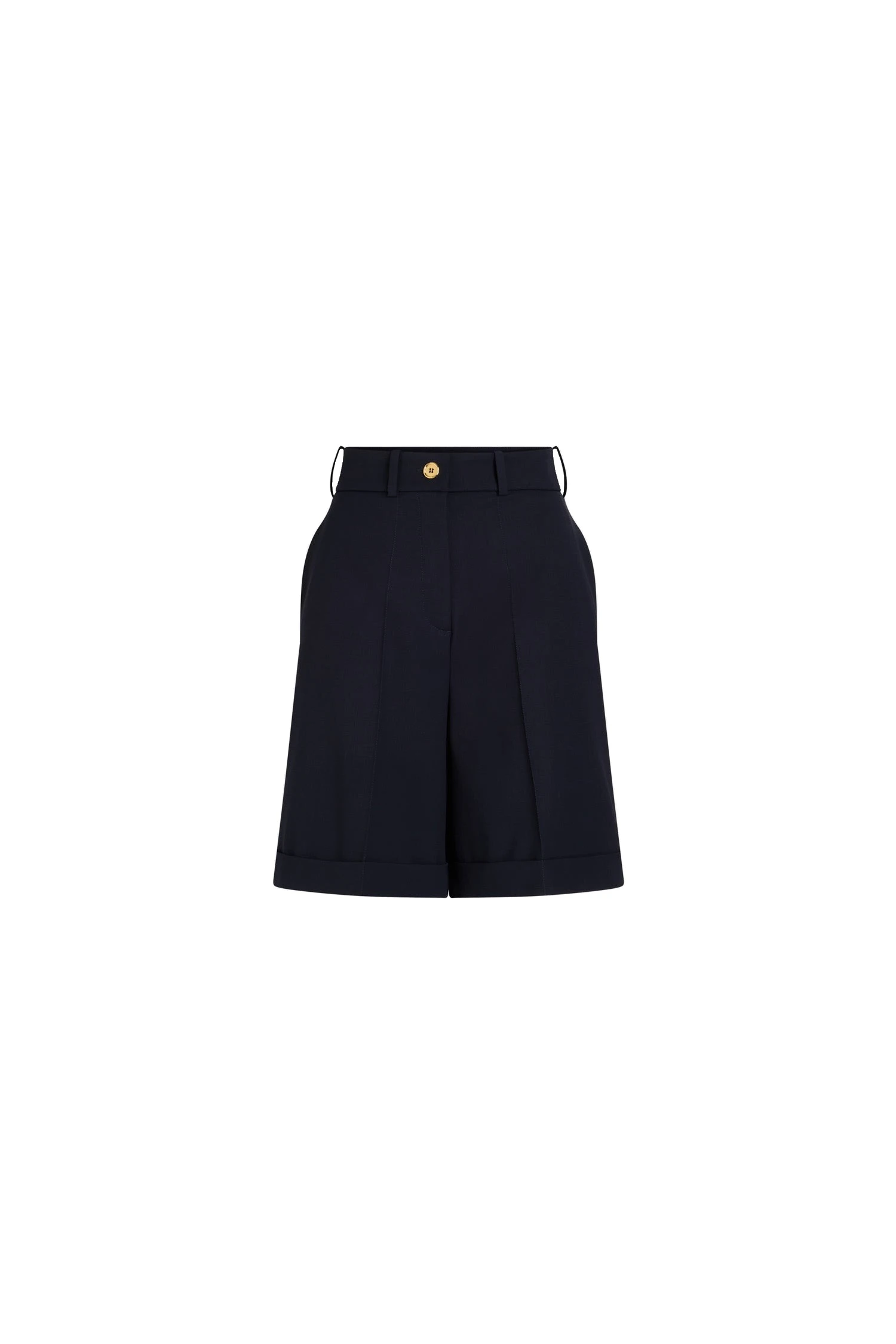 Patou Bermudas in Navy Black sustainable technical wool twill | Shorts | Coveti Patou Bermudas in Navy Black sustainable technical wool twill
