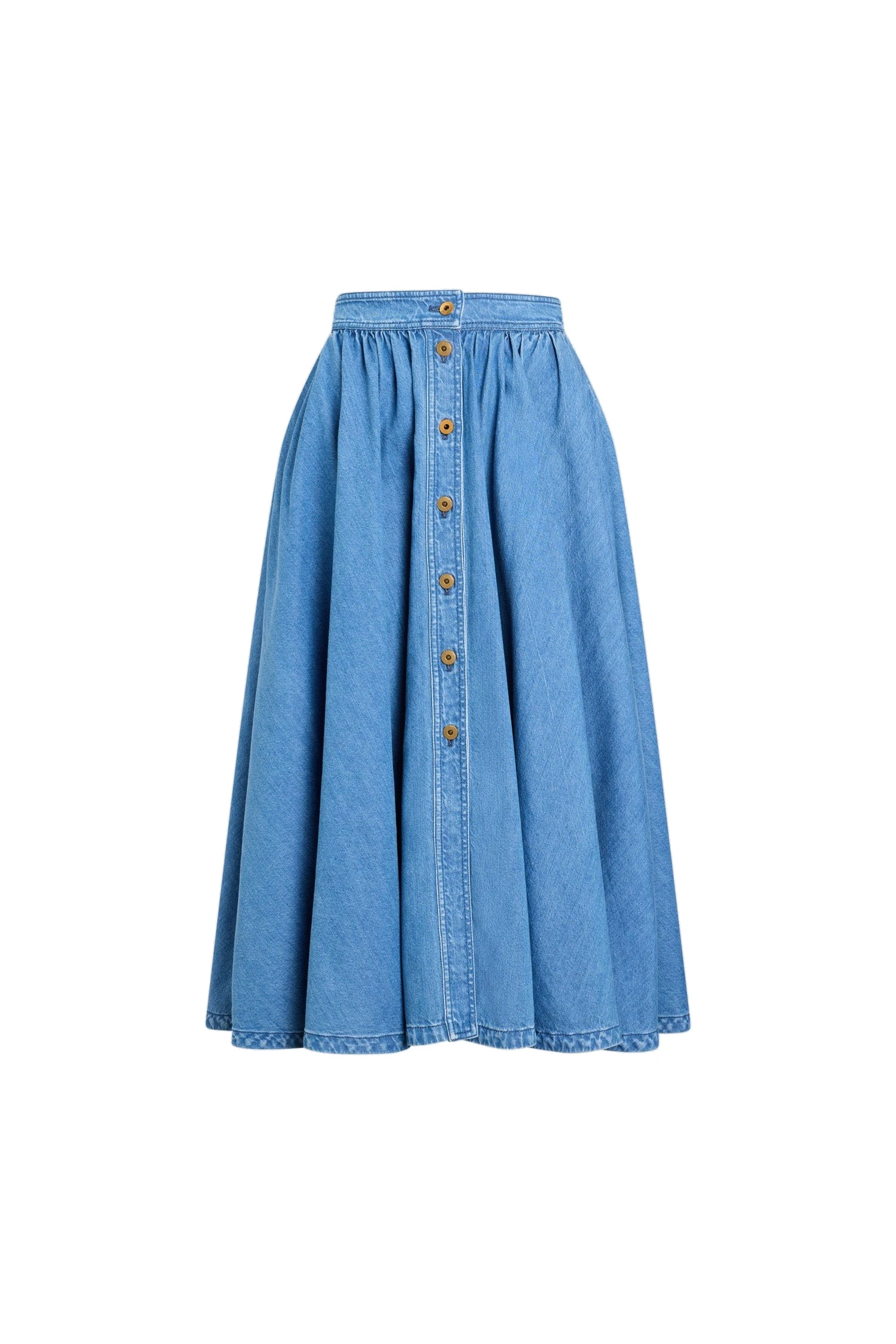 Patou Blended cotton long buttoned skirt in Heritage Blue Wash | Skirts | Coveti Patou Blended cotton long buttoned skirt in Heritage Blue Wash