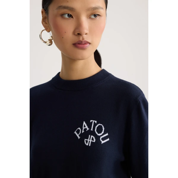 Blended cotton short sleeve sweater in Deep Sea Blue - Image 4