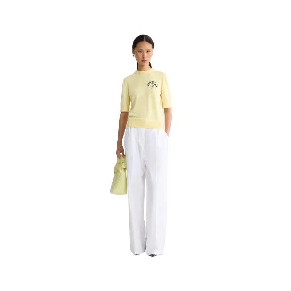Blended cotton short sleeve sweater in Limelight - Image 2