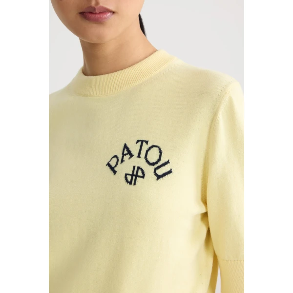 Blended cotton short sleeve sweater in Limelight - Image 4