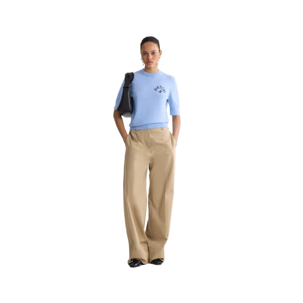 Blended cotton short sleeve sweater in Riviera Blue - Image 2