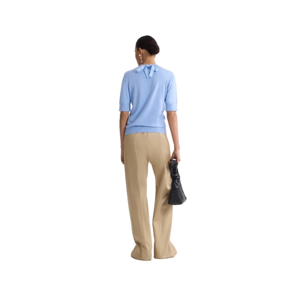 Blended cotton short sleeve sweater in Riviera Blue - Image 3