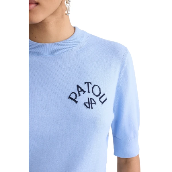 Blended cotton short sleeve sweater in Riviera Blue - Image 4
