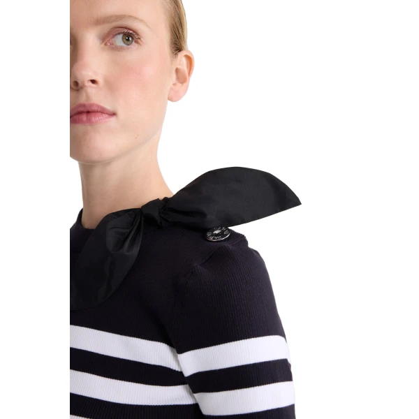 Blended cotton striped knitted t-shirt in Offshore Stripes - Image 5