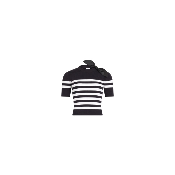Patou Blended cotton striped knitted t-shirt in Offshore Stripes