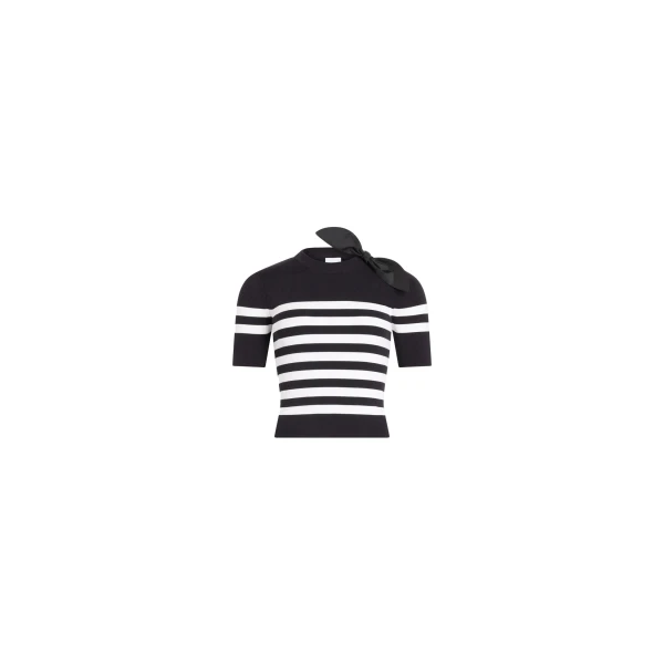 Blended cotton striped knitted t-shirt in Offshore Stripes