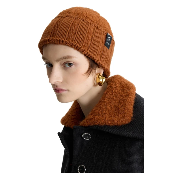 Bouclé beanie in Pumpkin Spice wool and alpaca blend - Image 2