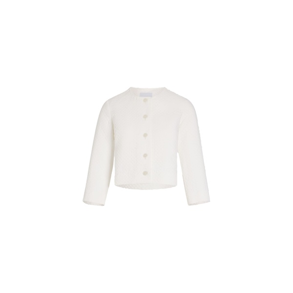 Patou Boxy collarless jacket in White quilted sustainable viscose blend