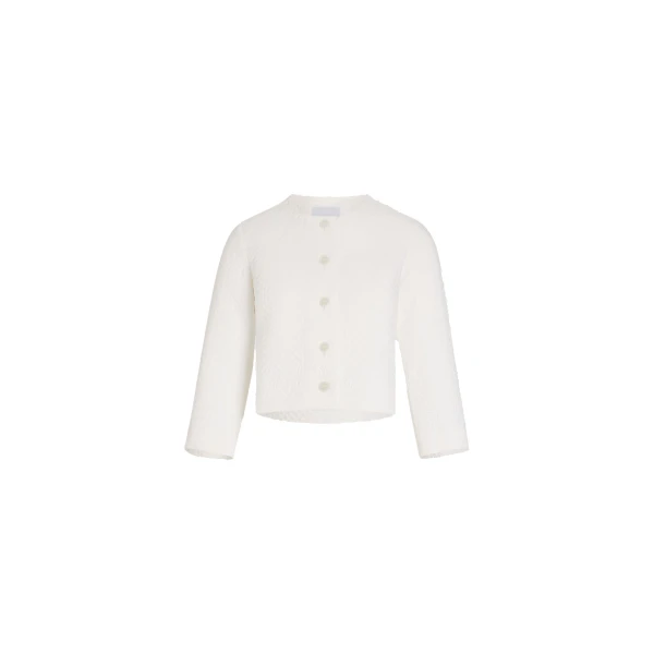 Patou Boxy collarless jacket in White quilted sustainable viscose blend