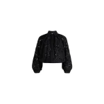 Patou Bubble blouse in Black organic cotton blend lace