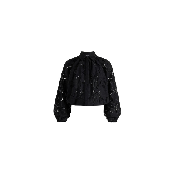 Patou Bubble blouse in Black organic cotton blend lace