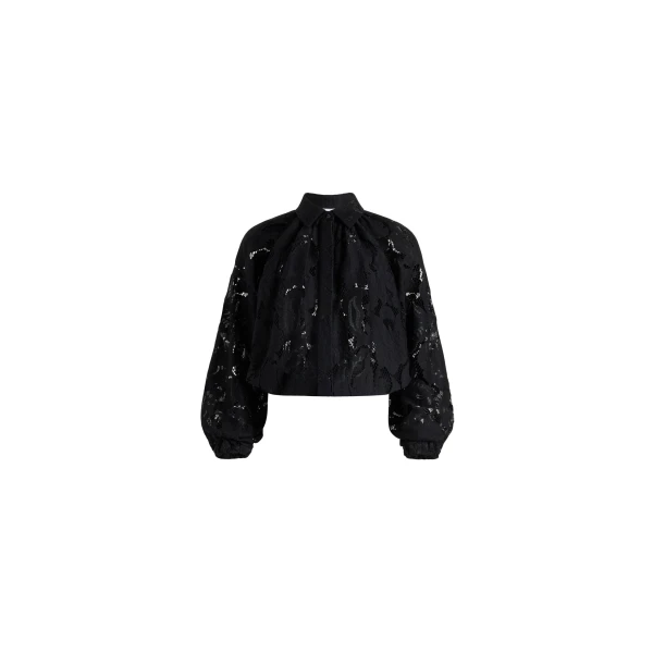 Bubble blouse in Black organic cotton blend lace
