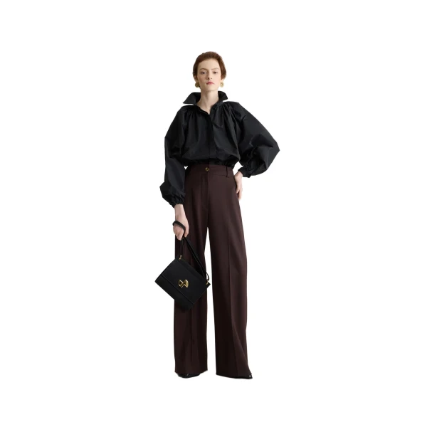 Bubble blouse in Black recycled faille - Image 2