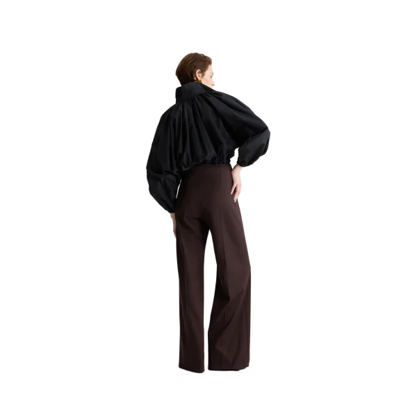 Bubble blouse in Black recycled faille - Image 3
