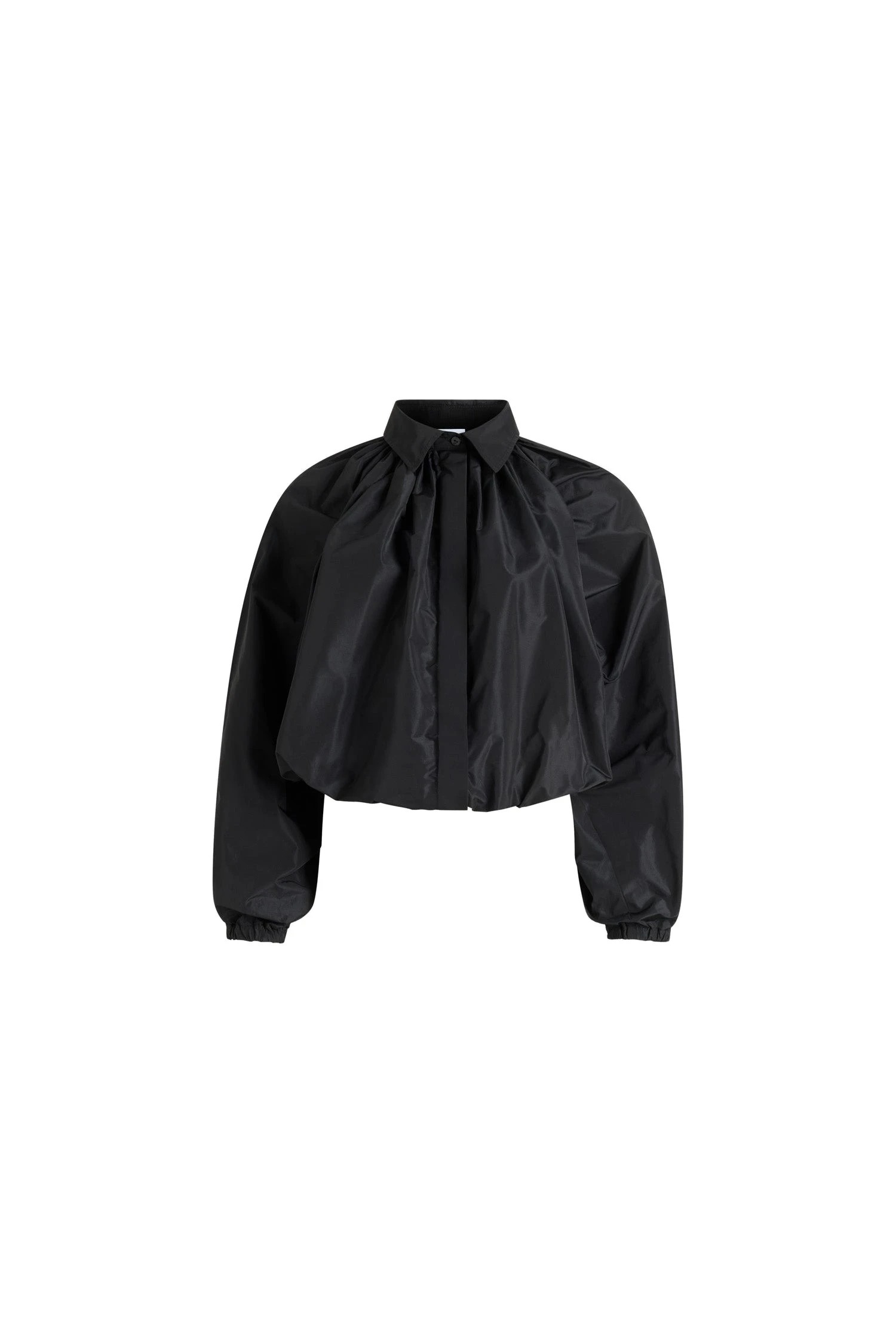 Patou Bubble blouse in Black recycled faille | Tops | Coveti Patou Bubble blouse in Black recycled faille