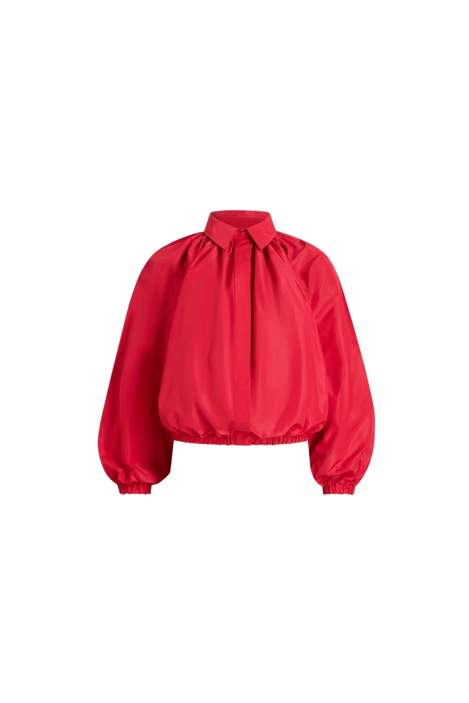 Patou Bubble blouse in Lipstick Red recycled faille | Tops | Coveti Patou Bubble blouse in Lipstick Red recycled faille