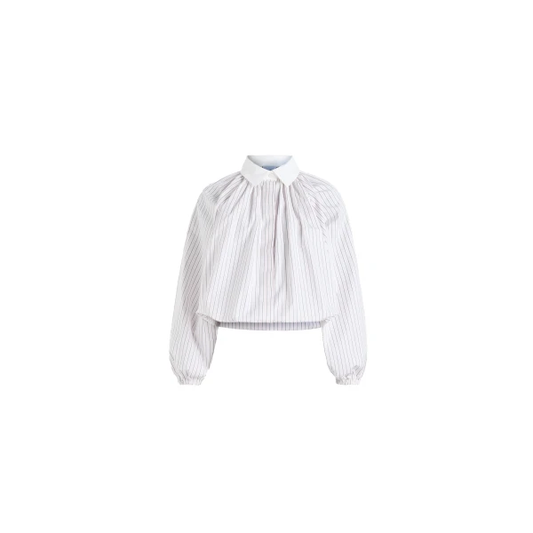 Bubble blouse in Pink Pearl Stripes printed organic cotton poplin