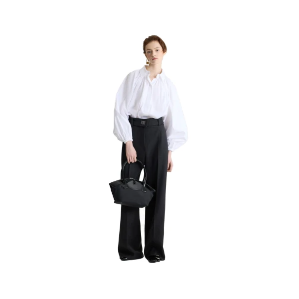Bubble blouse in White organic cotton poplin - Image 2