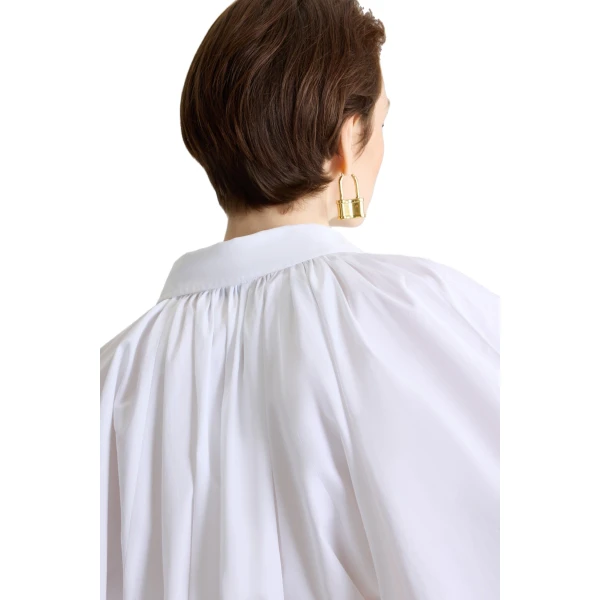 Bubble blouse in White organic cotton poplin - Image 4