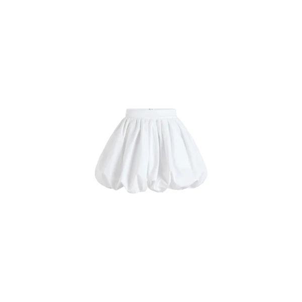 Bubble mini skirt in White organic cotton poplin - Image 2