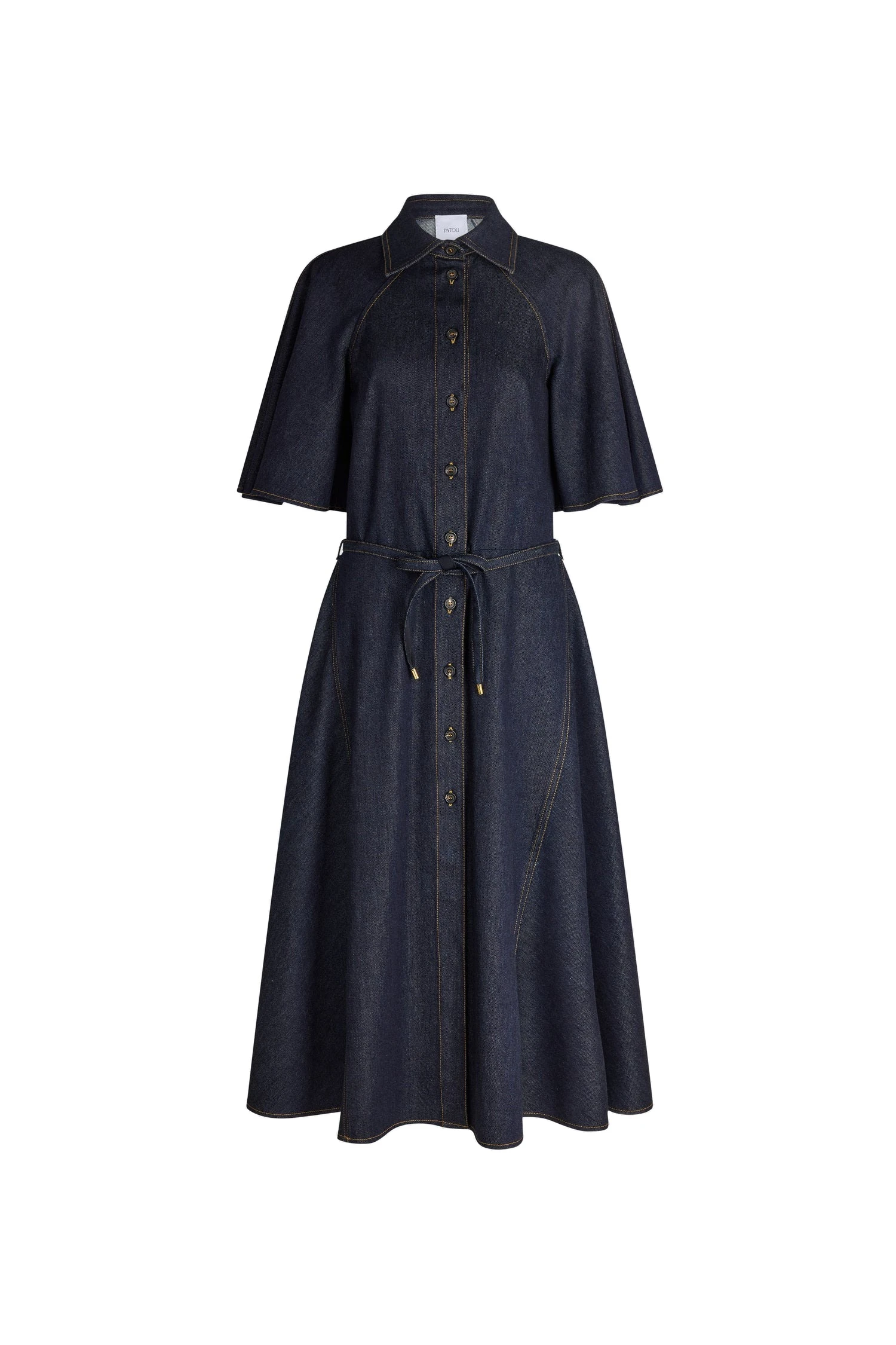 Patou Buttoned midi dress in Blue Mountain Rodeo cotton blend denim | Dresses | Coveti Patou Buttoned midi dress in Blue Mountain Rodeo cotton blend denim