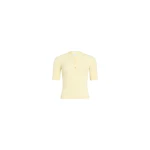 Patou Buttoned ribbed organic cotton blend T-shirt in Limelight