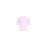 Patou Buttoned ribbed organic cotton blend T-shirt in Pink Parfait