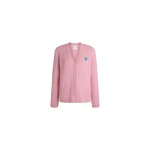 Patou Cable-knit cardigan in Heather Pink wool and cashmere