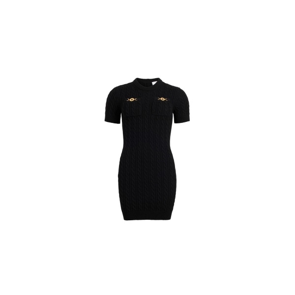 Patou Cable mini dress in Black wool and cashmere