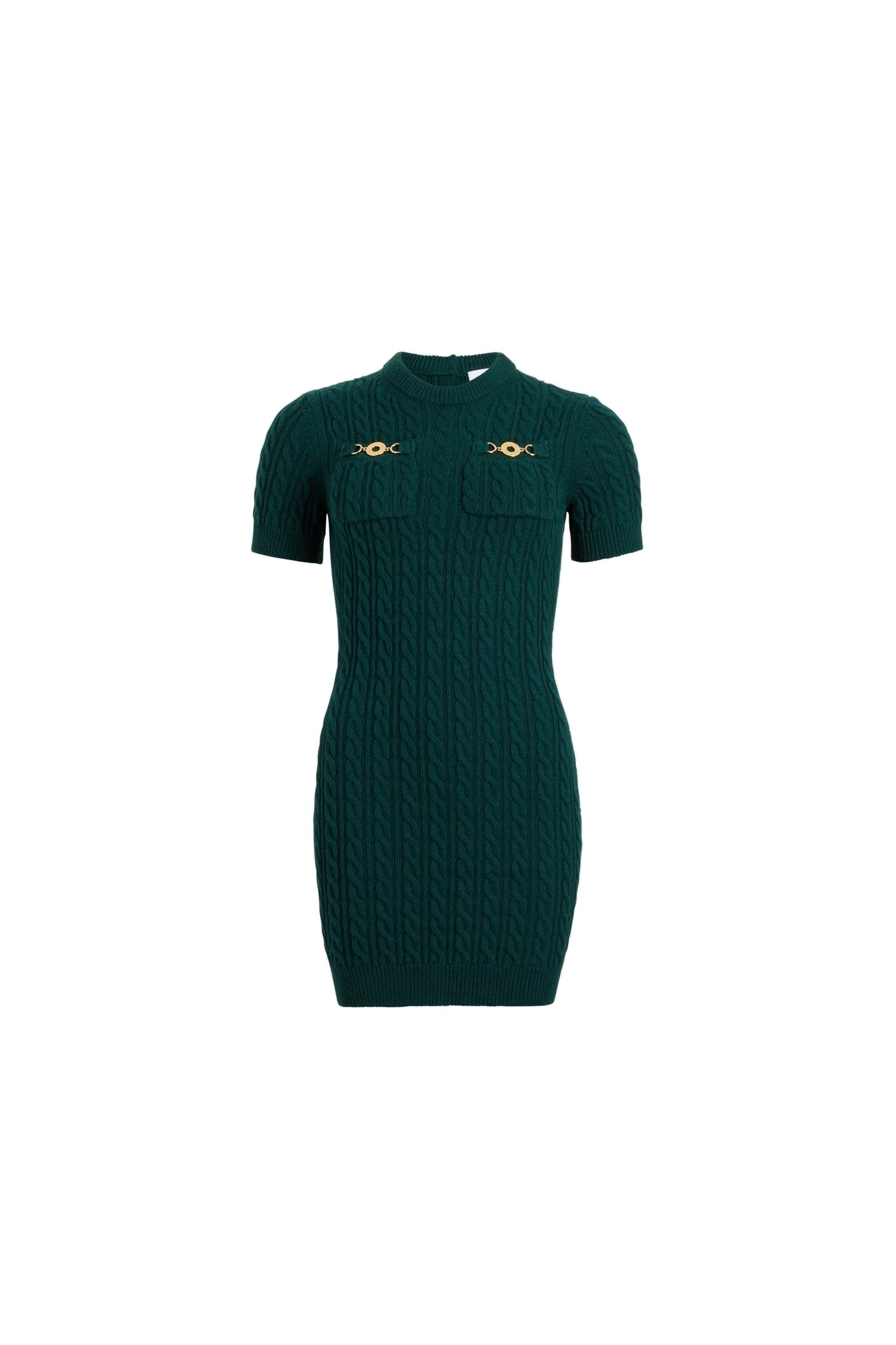 Patou Cable mini dress in Imperial Green wool and cashmere | Dresses | Coveti Patou Cable mini dress in Imperial Green wool and cashmere