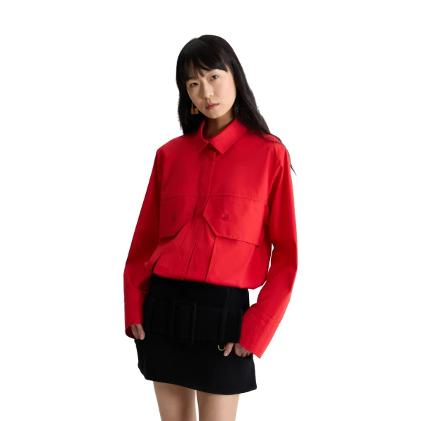 Cargo blouse in Elixir Red organic cotton poplin - Image 4