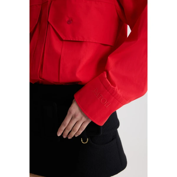 Cargo blouse in Elixir Red organic cotton poplin - Image 5
