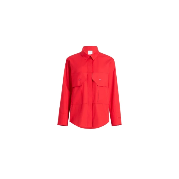Patou Cargo blouse in Elixir Red organic cotton poplin