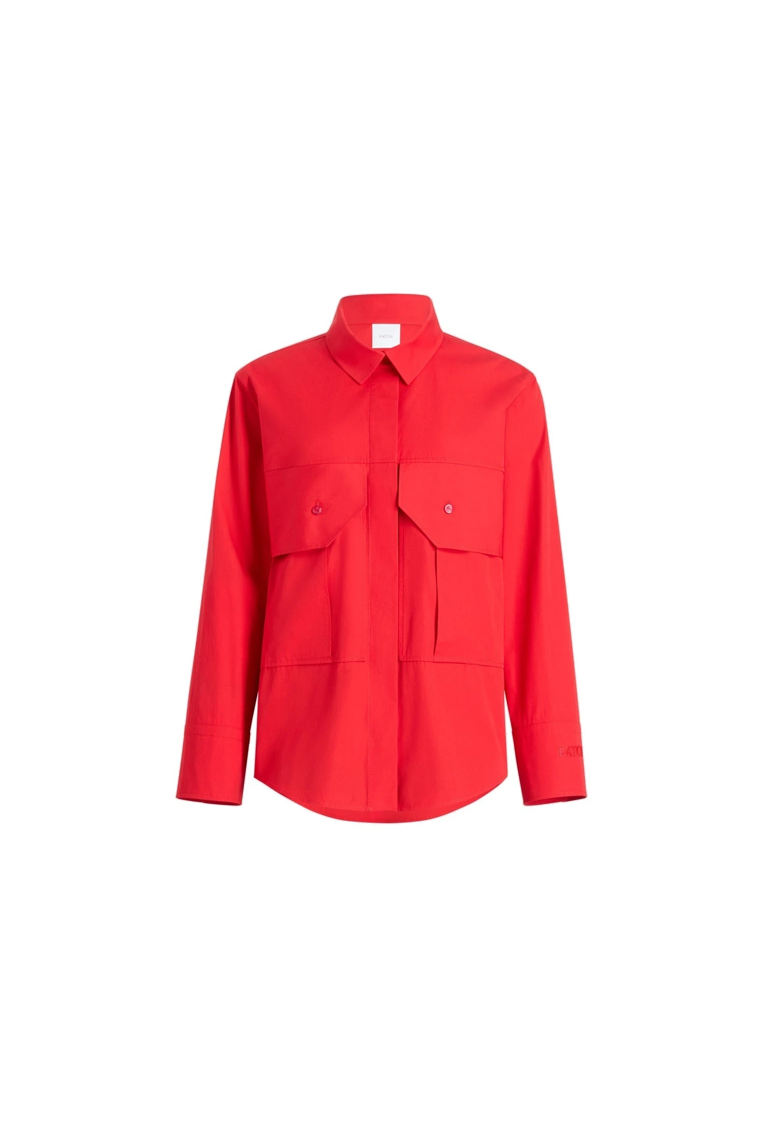 Patou Cargo blouse in Elixir Red organic cotton poplin | Tops | Coveti Patou Cargo blouse in Elixir Red organic cotton poplin