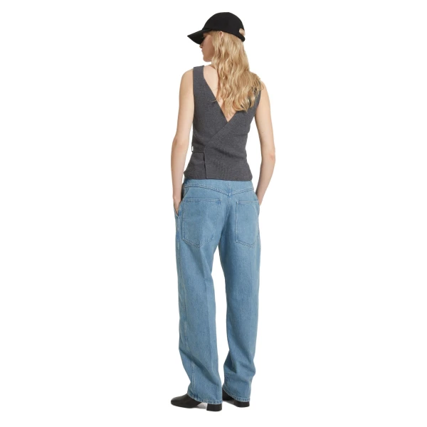 Cargo trousers in Ice Blue organic cotton denim - Image 3