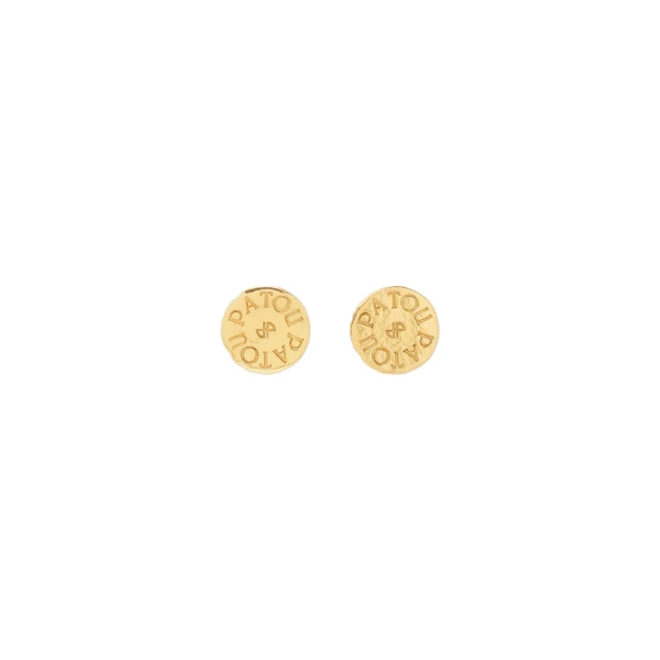 Patou Coin clip earrings in gold-plated brass