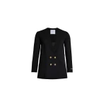 Patou Collarless double-breasted jacket in Black tech wool