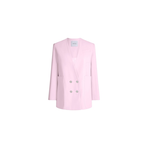 Patou Collarless straight wool blend jacket