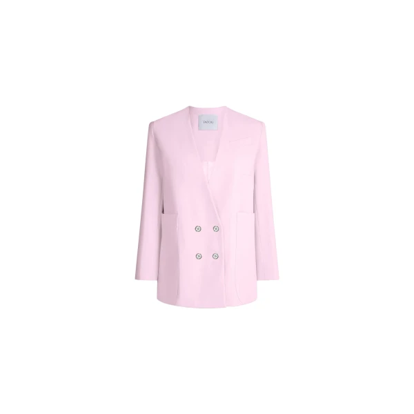 Patou Collarless straight wool blend jacket