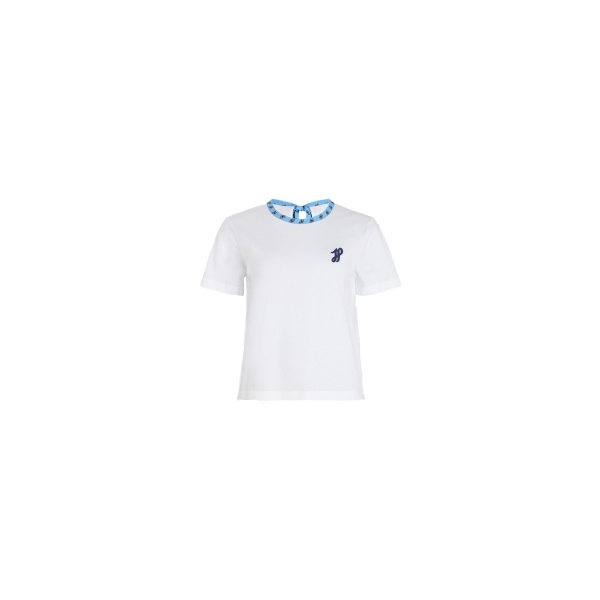 Patou Contrast collar t-shirt in Small Provence Blue organic cotton